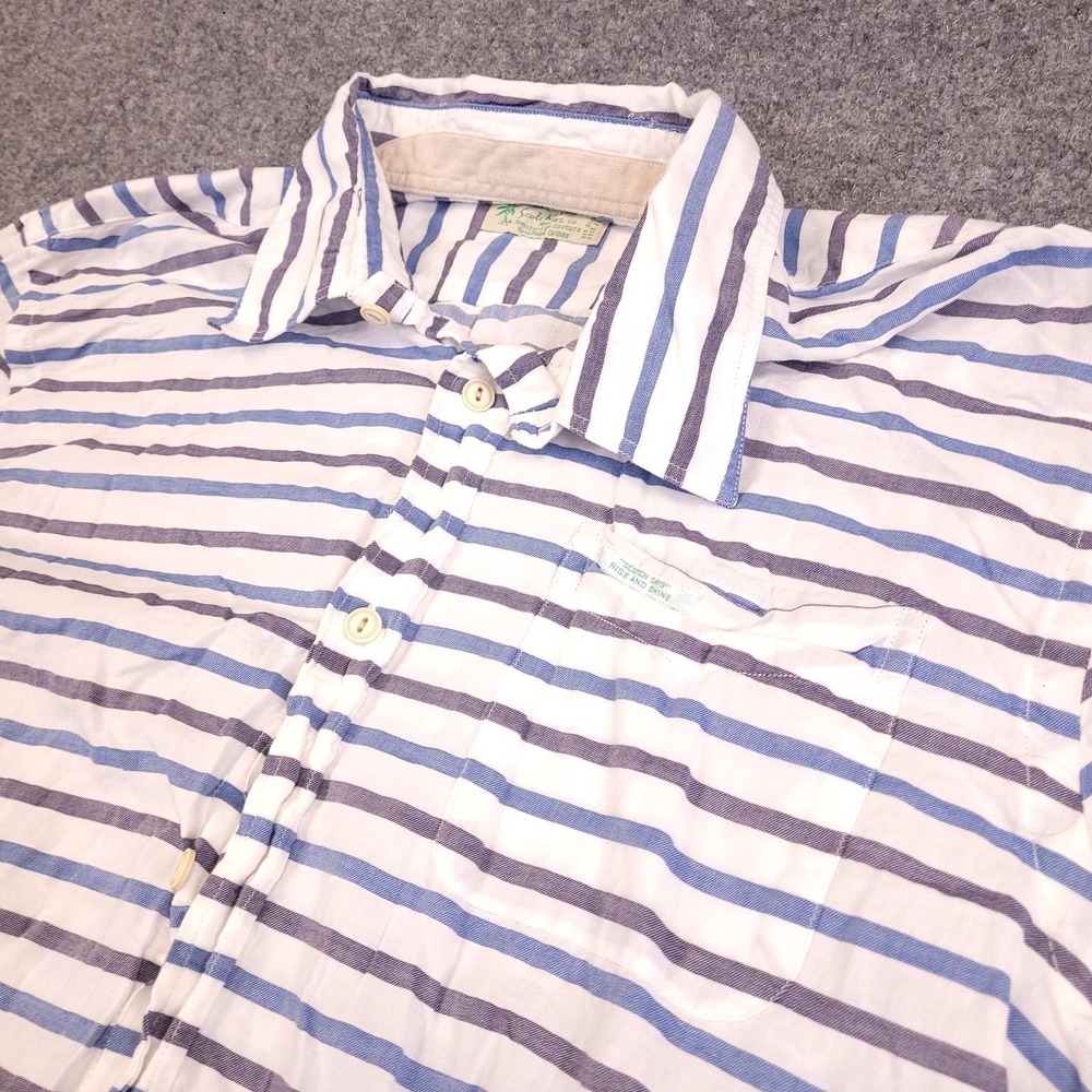 Scotch & Soda Casual Button-Up Shirt Men's White Blue Striped large Cotton